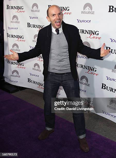 Actor Paul Scheer attends the premiere of "Burning Love" Season 2 at the Paramount Theater on the Paramount Studios lot on February 5, 2013 in...