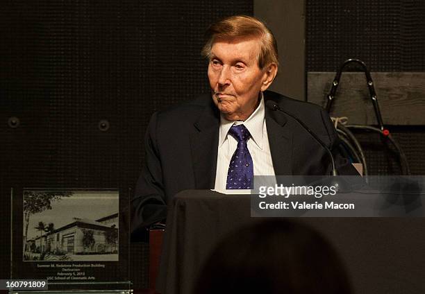 Sumner M. Redstone attends the Dedication of The Sumner M. Redstone Production Building at USC on February 5, 2013 in Los Angeles, California.