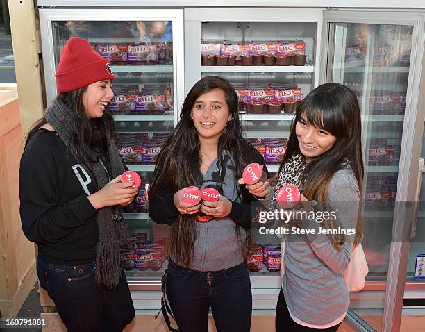 Crowd is served JELL-O pudding at the JELL-O Make The Taste of Defeat Sweet on February 5, 2013 in San Francisco, California.