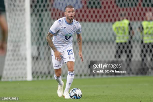 Miha Blazic of Lech Poznan seen in action during the UEFA Europa Conference League 3rd qualifying round second leg match between FC Spartak Trnava...