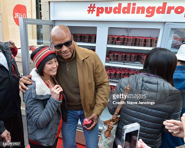 Ronnie Lott poses with fans at the JELL-O Make The Taste of Defeat Sweet on February 5, 2013 in San Francisco, California.