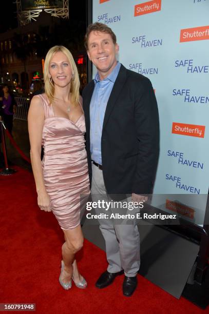 Author/producer Nicholas Sparks and Cathy Sparks arrive at the premiere of Relativity Media's "Safe Haven" at TCL Chinese Theatre on February 5, 2013...