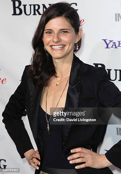Actress Lindsey Kraft attends the premiere of "Burning Love" Season 2 at the Paramount Theater on the Paramount Studios lot on February 5, 2013 in...