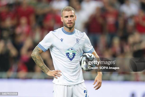 Miha Blazic of Lech Poznan seen during the UEFA Europa Conference League 3rd qualifying round second leg match between FC Spartak Trnava and Lech...