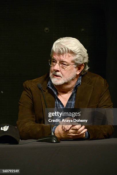 George Lucas attends the dedication of the Sumner M. Redstone Production Building at USC on February 5, 2013 in Los Angeles, California.