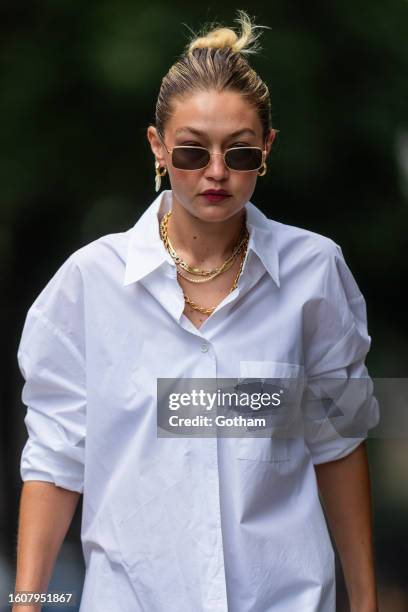 Gigi Hadid is seen in NoHo on August 11, 2023 in New York City.