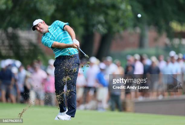 Scottie Scheffler of the United States plays a second shot on the second hole during the second round of the FedEx St. Jude Championship at TPC...