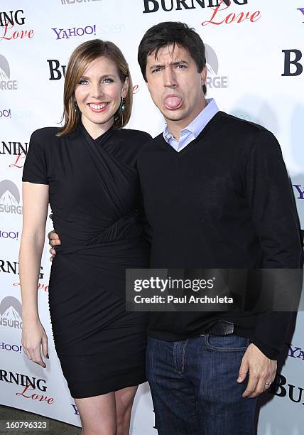 Actors June Diane Raphael and Ken Marino attend the "Burning Love" Season 2 Los Angeles Premiere at Paramount Theater on the Paramount Studios lot on...