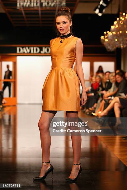 Miranda Kerr showcases designs by Ellery on the runway during the David Jones A/W 2013 Season Launch at David Jones Castlereagh Street on February 6,...