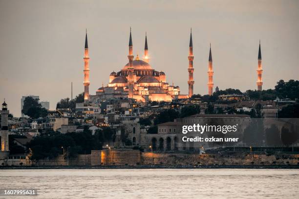 blue mosque with istanbul cityscape - istanbul stock pictures, royalty-free photos & images