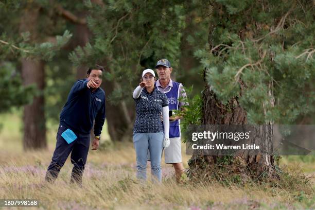 Marina Alex of the United States prepares to play her second shot 18th hole on Day Two of the AIG Women's Open at Walton Heath Golf Club on August...