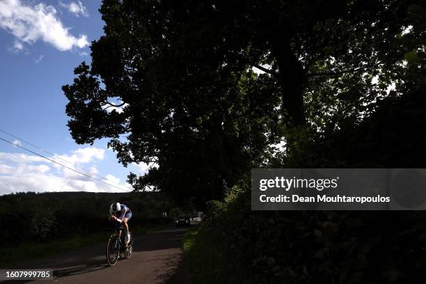 Remi Cavagna of France sprints during the Men Elite Individual Time Trial a 47.8km race from Stirling to Stirling at the 96th UCI Cycling World...