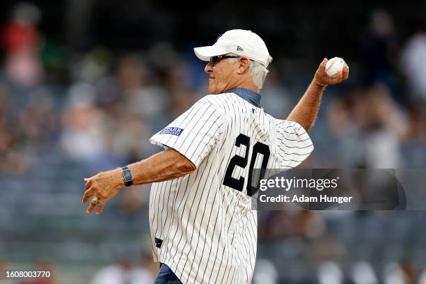 Bucky Dent former New York Yankees before the first inning against the Houston Astros at Yankee Stadium on August 4, 2023 in New York City.