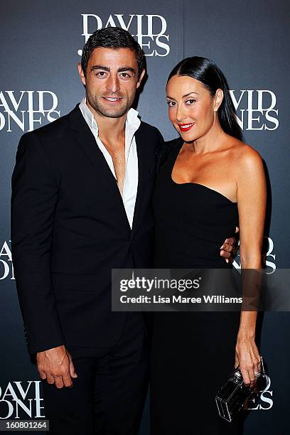 Anthony Minicello and Terry Biviano arrive at the David Jones A/W 2013 Season Launch at David Jones Castlereagh Street on February 6, 2013 in Sydney,...