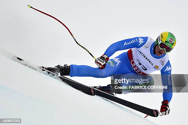 Italy's Siegmar Klotz competes during the men's Super-G event of the 2013 Ski World Championships in Schladming, Austria on February 6, 2013. AFP...