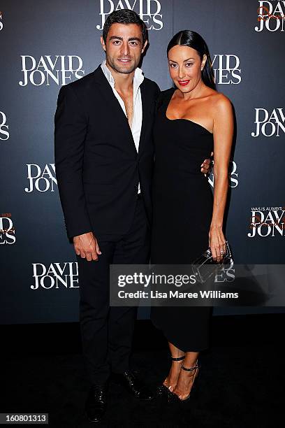 Anthony Minicello and Terry Biviano arrive at the David Jones A/W 2013 Season Launch at David Jones Castlereagh Street on February 6, 2013 in Sydney,...