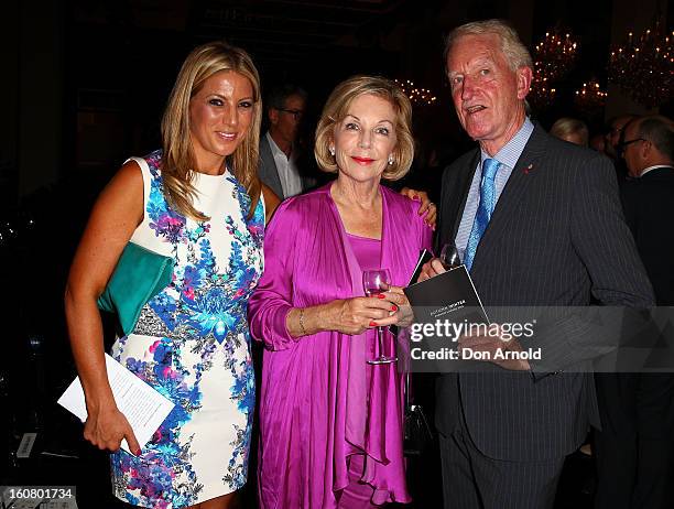 Jo Casamento, Ita Buttrose and Ross Steele pose at the post show drinks during the David Jones A/W 2013 Season Launch at David Jones Castlereagh...