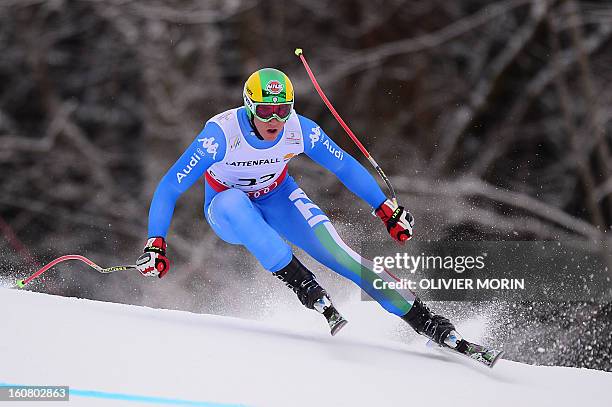 Italy's Siegmar Klotz competes during the men's Super-G event of the 2013 Ski World Championships in Schladming, Austria on February 6, 2013. AFP...