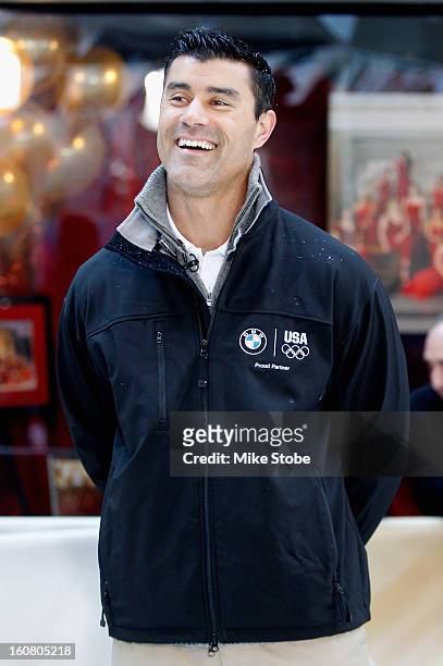 Team USA 2014 Olympic bobsledding hopeful Chuck Berkeley looks on during the Today Show One Year Out To Sochi 2014 Winter Olympics celebration at...