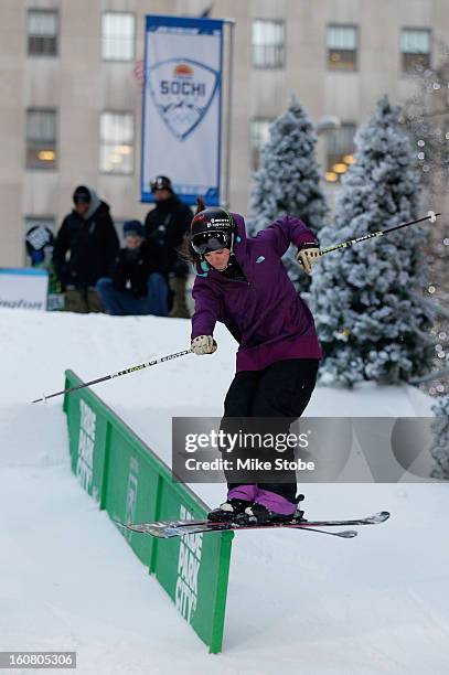 Team USA 2014 Olympic hopeful Keri Herman demonstrated slopestyle skiing during the Today Show One Year Out To Sochi 2014 Winter Olympics celebration...