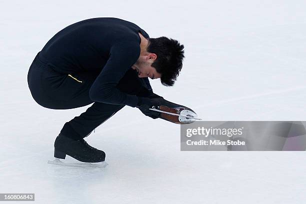 Team USA 2014 Olympic figure skating hopeful Evan Lysacek performs during the Today Show One Year Out To Sochi 2014 Winter Olympics celebration at...