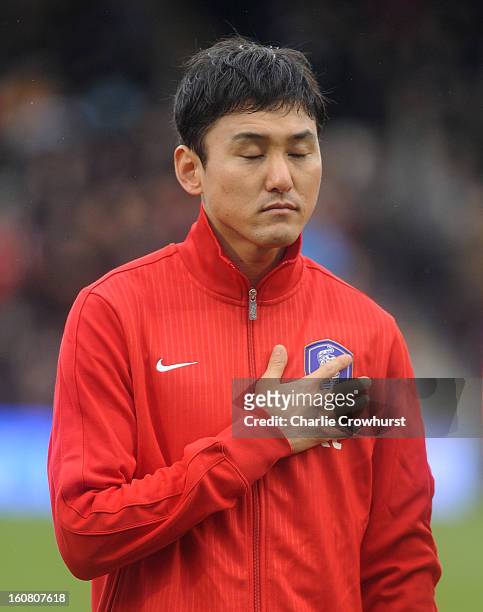 Jung-Soo Lee of Korea Republic poses priorthe International Friendly match between Croatia and Korea Republic at Craven Cottage on February 6, 2013...