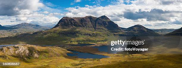 scotland highland mountain wilderness dramatic landscape panorama - silentfoto heather stock pictures, royalty-free photos & images