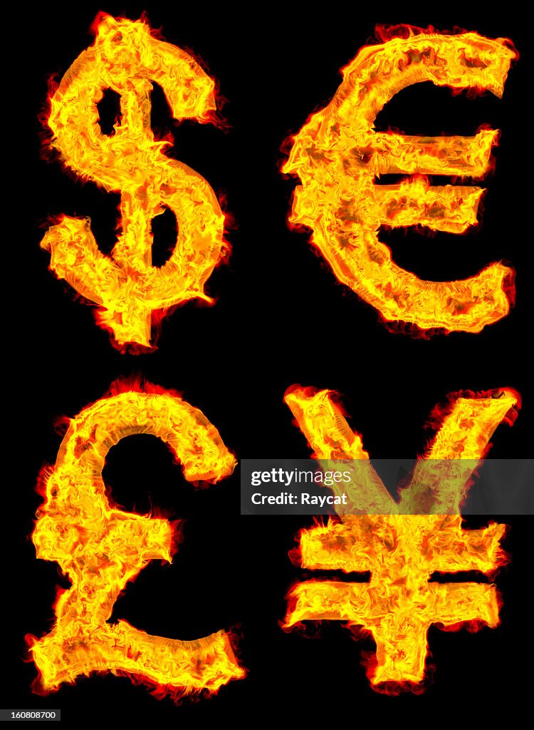 Currency on fire