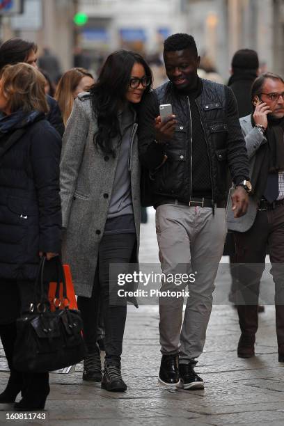 Menaye Donkir Muntari and Sulley Muntari are seen on February 6, 2013 in Milan, Italy.