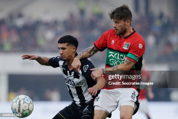 Anas Ouahim of Heracles Almelo, Lasse Schone of NEC Nijmegen during the Dutch Eredivisie match between Heracles Almelo v NEC Nijmegen at the Polman...