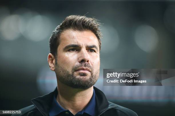 Head coach Adrian Mutu of Neftci Baku PFK looks on during the UEFA Europa League Third Qualifying Round Second Leg match between Besiktas and Neftci...