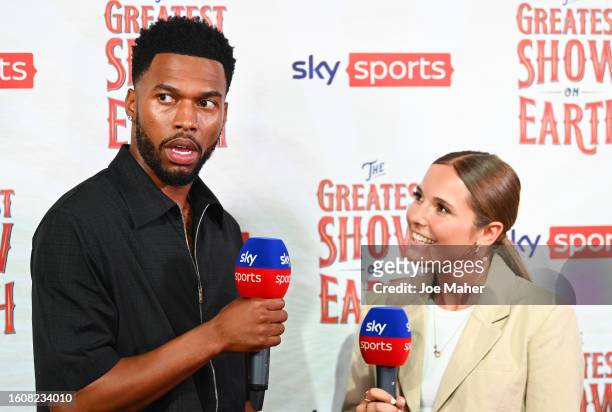 Daniel Sturridge and Olivia Buzaglo attend the Sky Sports Opening Night party of the 23/24 Premier League season, at Village Underground on August...