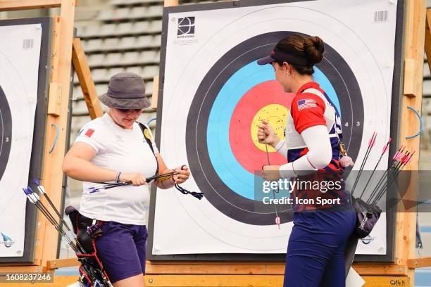 Caroline LOPEZ of France during the world cup and olympic games preparation of Archery at Esplanade Des Invalides on August 18, 2023 in Paris, France.