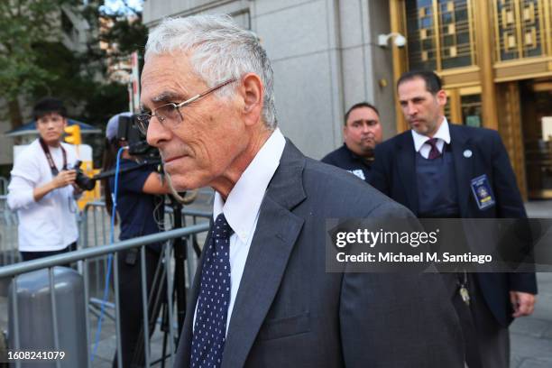 Joseph Bankman, father of former FTX CEO Sam Bankman-Fried, leaves after a bail hearing for his son at Manhattan Federal Court on August 11, 2023 in...