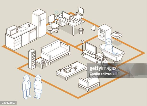 design your home / office - isometric-drawing-office stock illustrations