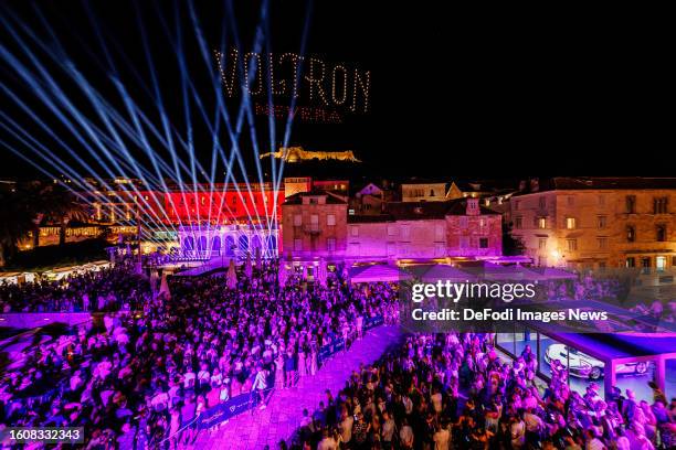 Drone Light Show during event organized by Rimac Group and Europa Park held in Hvar on Hvar Island, Croatia on August 10, 2023. Rimac Group and the...