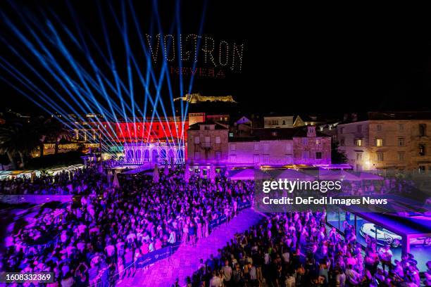 Drone Light Show during event organized by Rimac Group and Europa Park held in Hvar on Hvar Island, Croatia on August 10, 2023. Rimac Group and the...