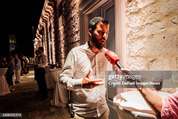 Mate Rimac makes a statement to the media during event organized by Rimac Group and Europa Park held in Hvar on Hvar Island, Croatia on August 10,...