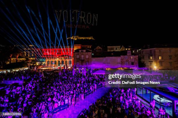 Drone Light Show during event organized by Rimac Group and Europa Park held in Hvar on Hvar Island, Croatia on August 10, 2023. Rimac Group and the...