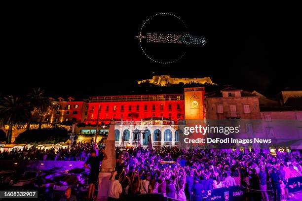 Drone Light Show during event organized by Rimac Group and Europa Park held in Hvar on Hvar Island, Croatia on August 10, 2023. Rimac Group and the...