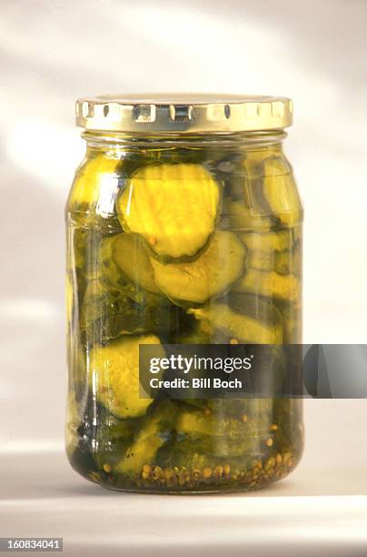 bread and butter sweet pickles in a jar - kosher pickle stock pictures, royalty-free photos & images