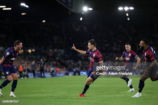 Jayson Molumby of West Bromwich Albion celebrates after scoring a goal to make it 0-1 with John Swift of West Bromwich Albion and Matt Phillips of...