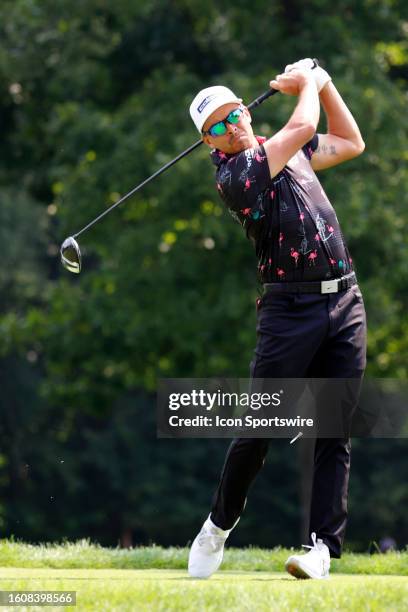 Golfer Rickie Fowler hits his tee shot on the 6th hole during the second round of the BMW Championship Fed Ex Cup Playoffs on August 18th at Olympia...