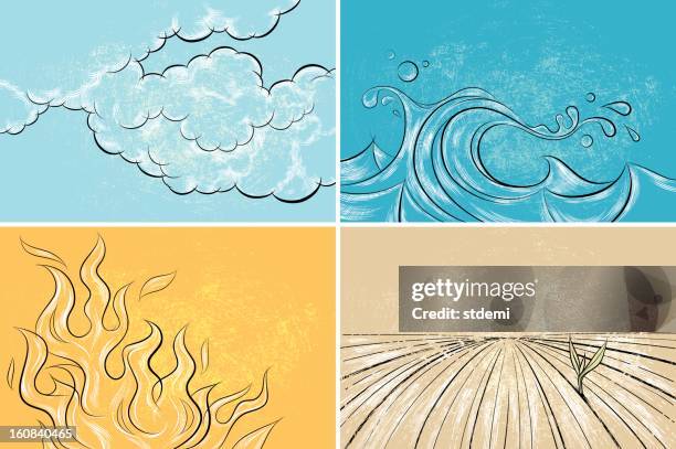 vier elemente - earth wind fire stock-grafiken, -clipart, -cartoons und -symbole