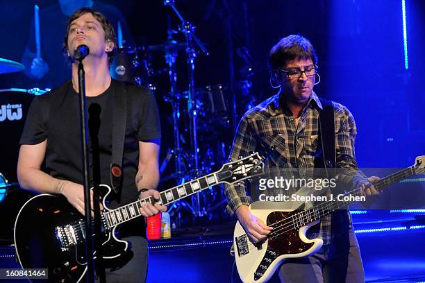 Rob Thomas and Brian Yale of Matchbox Twenty performs at the Louisville Palace on February 5, 2013 in Louisville, Kentucky.