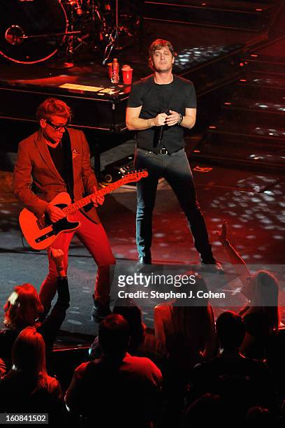Kyle Cook and Rob Thomas of Matchbox Twenty performs at the Louisville Palace on February 5, 2013 in Louisville, Kentucky.