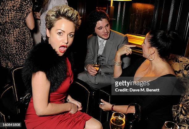 Jaime Winstone, Kit Harington and Fran Cutler attend the Pre-BAFTA Party hosted by EE and Esquire ahead of the 2013 EE British Academy Film Awards at...