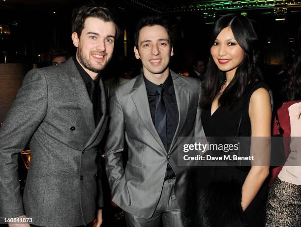 Jack Whitehall, Ralf Little and Gemma Chan attend the Pre-BAFTA Party hosted by EE and Esquire ahead of the 2013 EE British Academy Film Awards at...