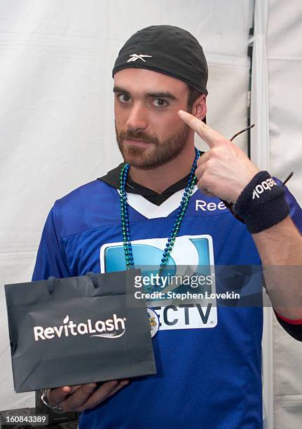 Actor Joshua Sasse attends DIRECTV'S Seventh Annual Celebrity Beach Bowl at DTV SuperFan Stadium at Mardi Gras World on February 2, 2013 in New...