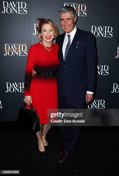 Gai Waterhouse and Robbie Waterhouse arrive for the David Jones A/W 2013 Season Launch at David Jones Castlereagh Street on February 6, 2013 in...